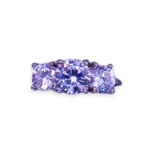 Silver Tone Clear Cubic Zirconia Classic Ring