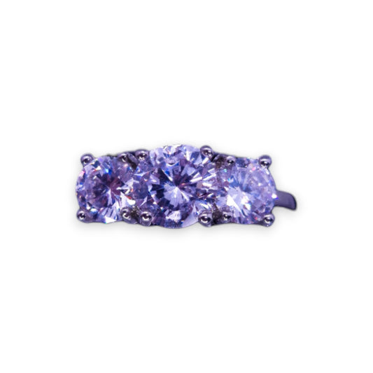 Silver Tone Clear Cubic Zirconia Classic Ring