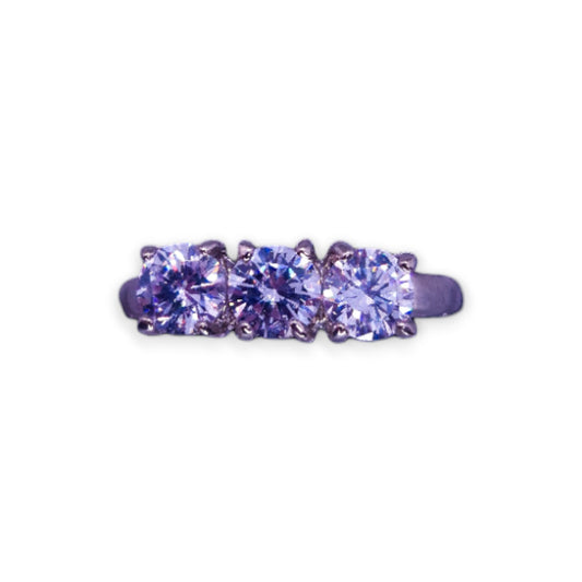 Silver Tone Clear Cubic Zirconia Classic Ring
