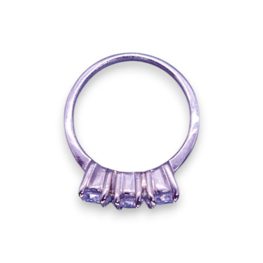 Silver Tone Clear Cubic Zirconia Classic Ring