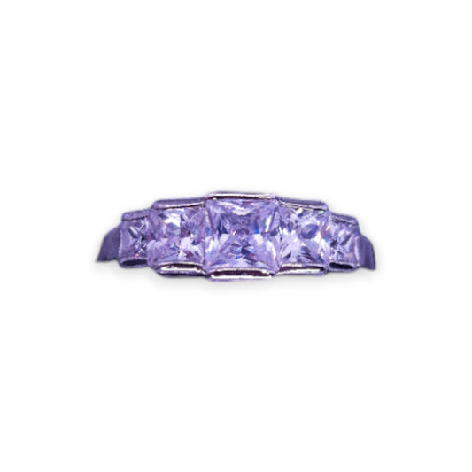 Silver Tone Clear Cubic Zirconia Classic Ring