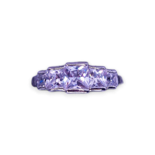 Silver Tone Clear Cubic Zirconia Classic Ring