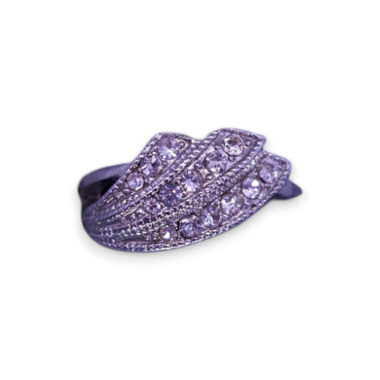Silver Tone Clear Cubic Zirconia Classic Ring