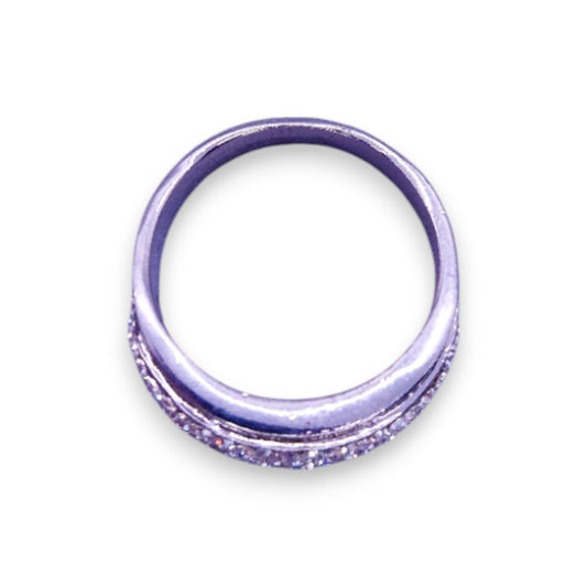 Silver Tone Clear Cubic Zirconia Classic Ring