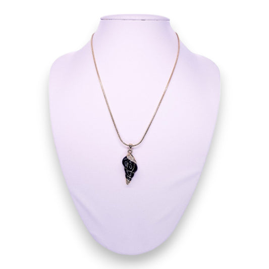 Gold Tone Cubic Zirconia Enamelled Nature Inspired Shell Necklace