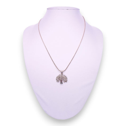 Gold Tone Cubic Zirconia Nature Inspired Tree Necklace