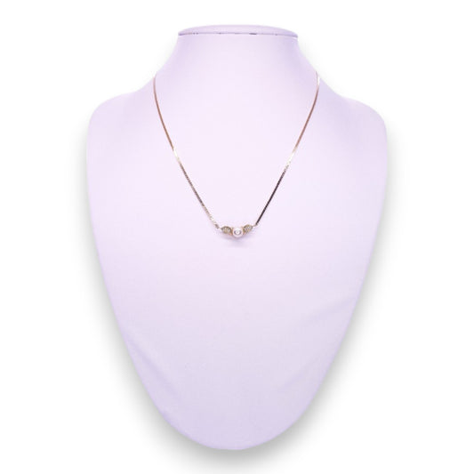 Gold Tone Pearl & Clear Cubic Zirconia Classic Necklace