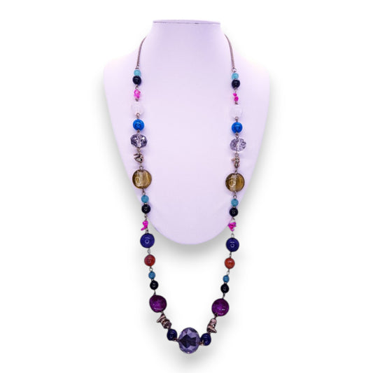 Silver Tone with Glass Beads Classic Necklace