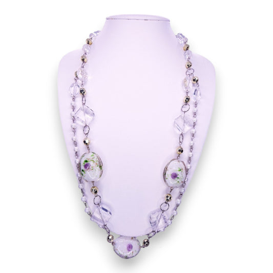 Silver Tone with Glass Beads Nature Inspired Necklace