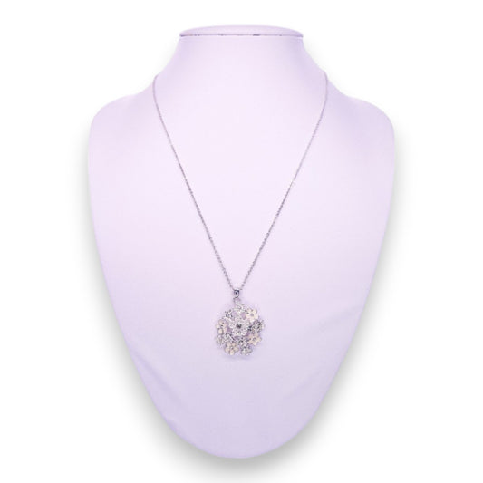 Silver Tone Clear Stones Nature Inspired Necklace