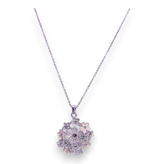 Silver Tone Clear Stones Nature Inspired Necklace