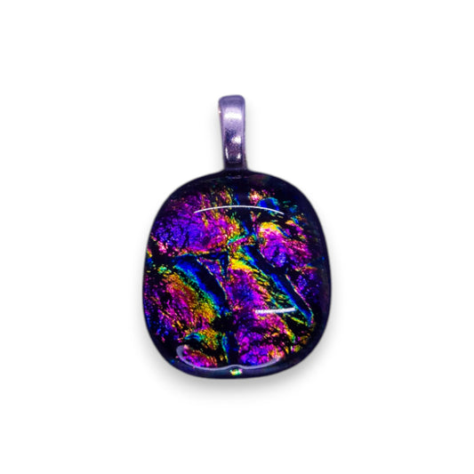 Silver Tone Glass Statement Pendant