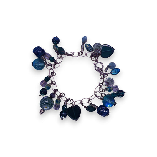 Silver Tone Glass Beads Classic Bracelet