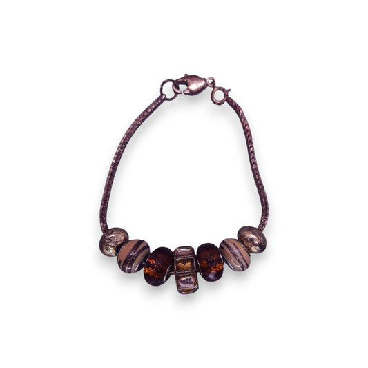 Gold Tone Pandora Style Beads Classic Bracelet