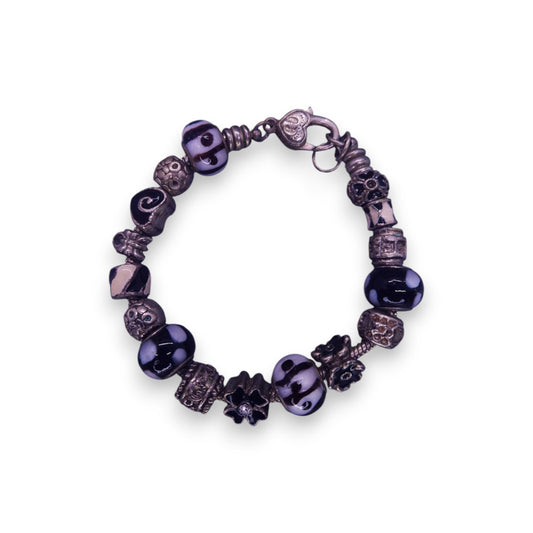 Silver Tone Pandora Style Beads Classic Bracelet