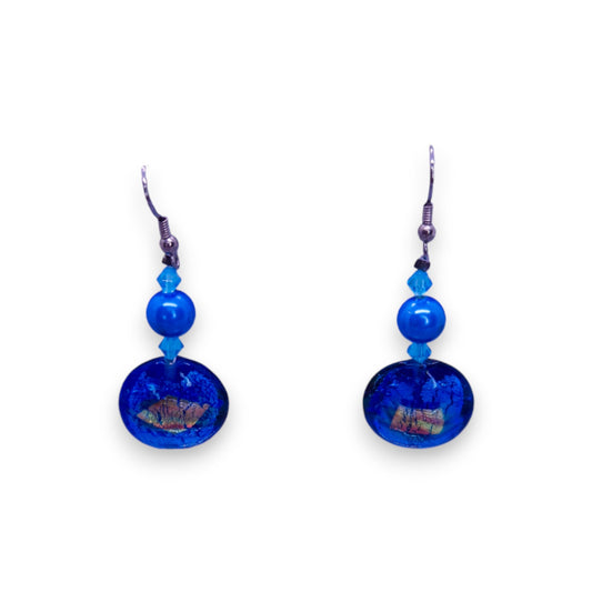 Silver Tone Glass Statement Earrings