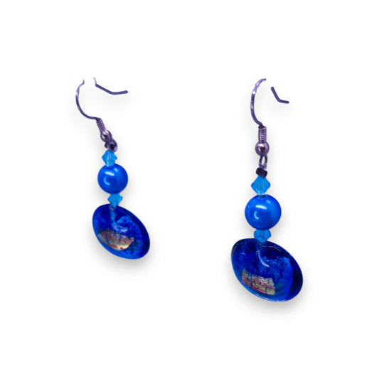 Silver Tone Glass Statement Earrings