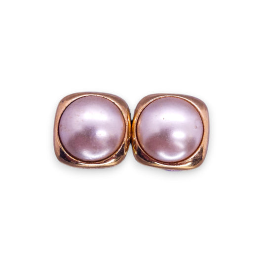 Gold Tone Faux Pearl Classic Earrings