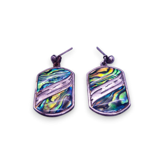 Silver Tone Enamelled Classic Earrings