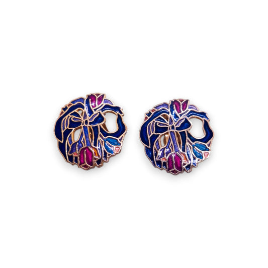Gold Tone Enamelled Classic Earrings