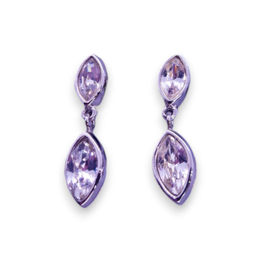 Silver Tone Clear Stones Classic Earrings