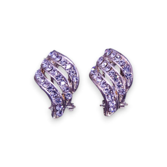 Silver Tone Clear Cubic Zirconia Classic Earrings