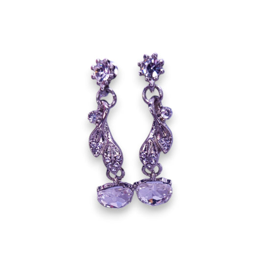 Silver Tone Clear Cubic Zirconia Classic Earrings
