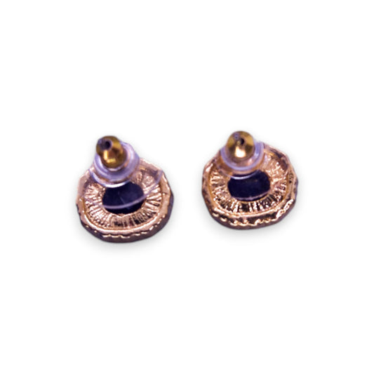 Gold Tone Blue & Clear Cubic Zirconia Classic Earrings