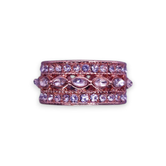 Rose Gold Tone Clear Cubic Zirconia Modern Ring