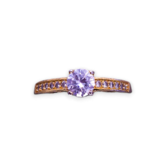 Gold Tone Cubic Zirconia Classic Ring