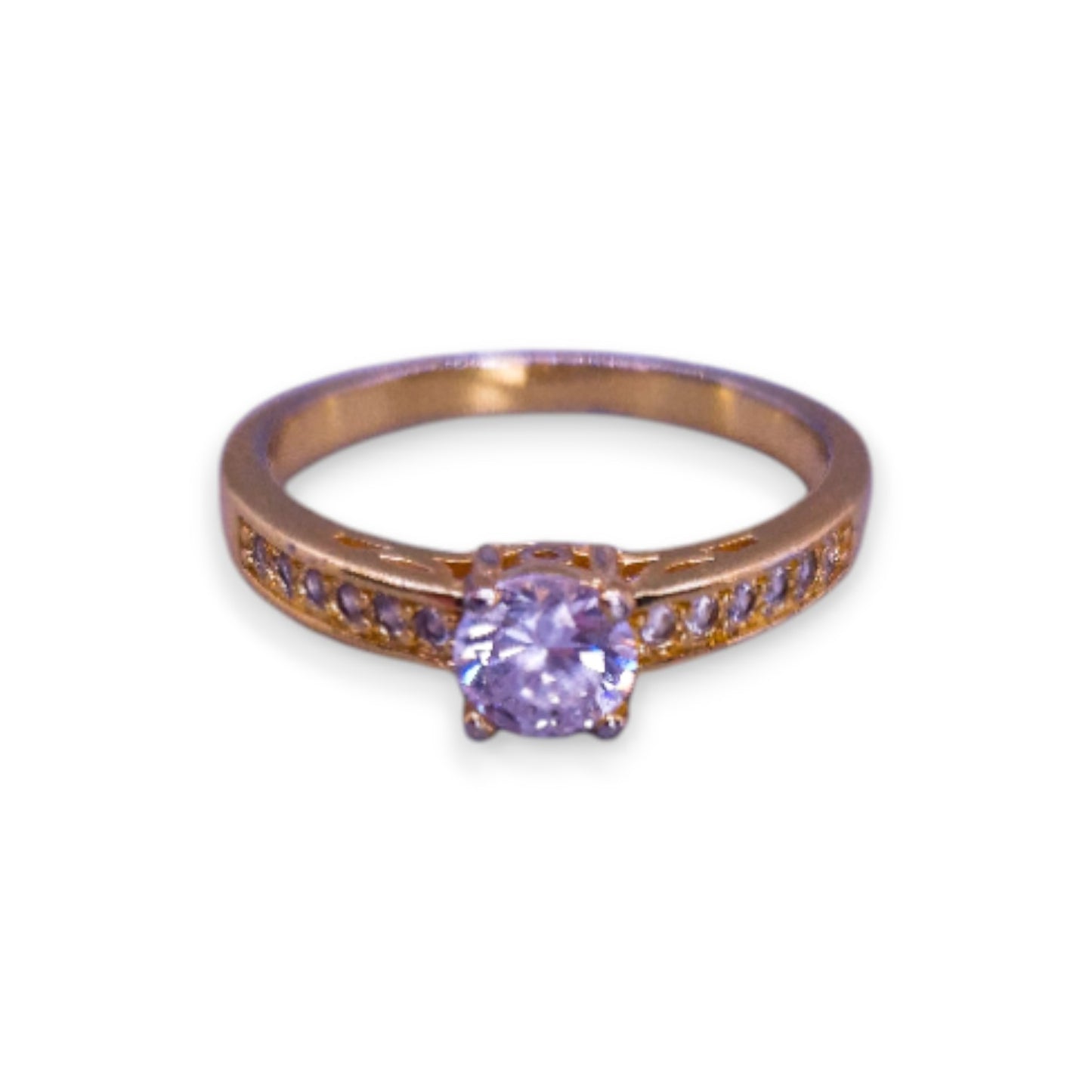 Gold Tone Cubic Zirconia Classic Ring
