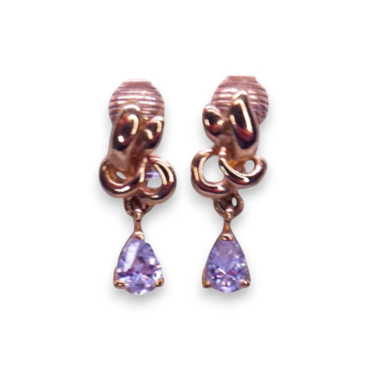 Gold Tone Cubic Zirconia Modern Earrings