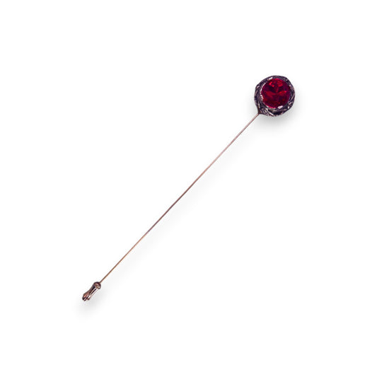 Gold Tone Red Cubic Zirconia Classic Hat Pin