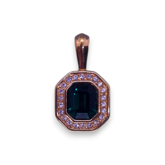 Gold Tone Green & White Swarovski Zirconia Classic Pendant