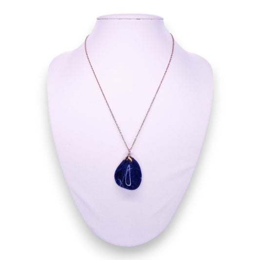 Silver Tone Lapis Lazuli Classic Necklace