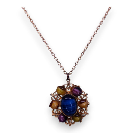 Gold Tone Agate Statement Necklace
